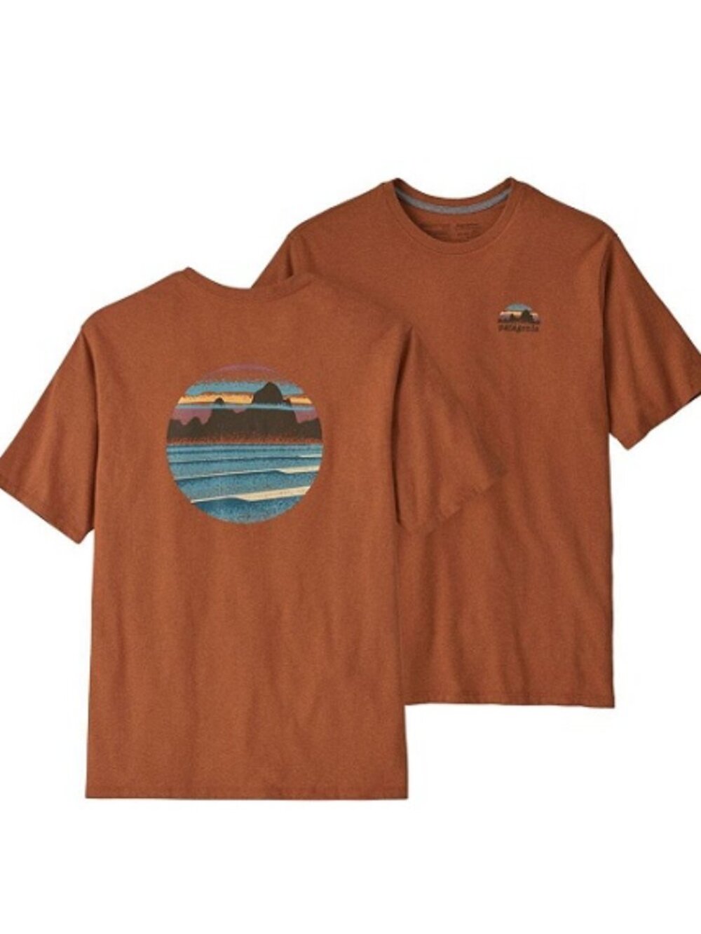NEW Patagonia Skyline Stencil Responsibili-Tee Men's S NWT Brown Short Sleeve